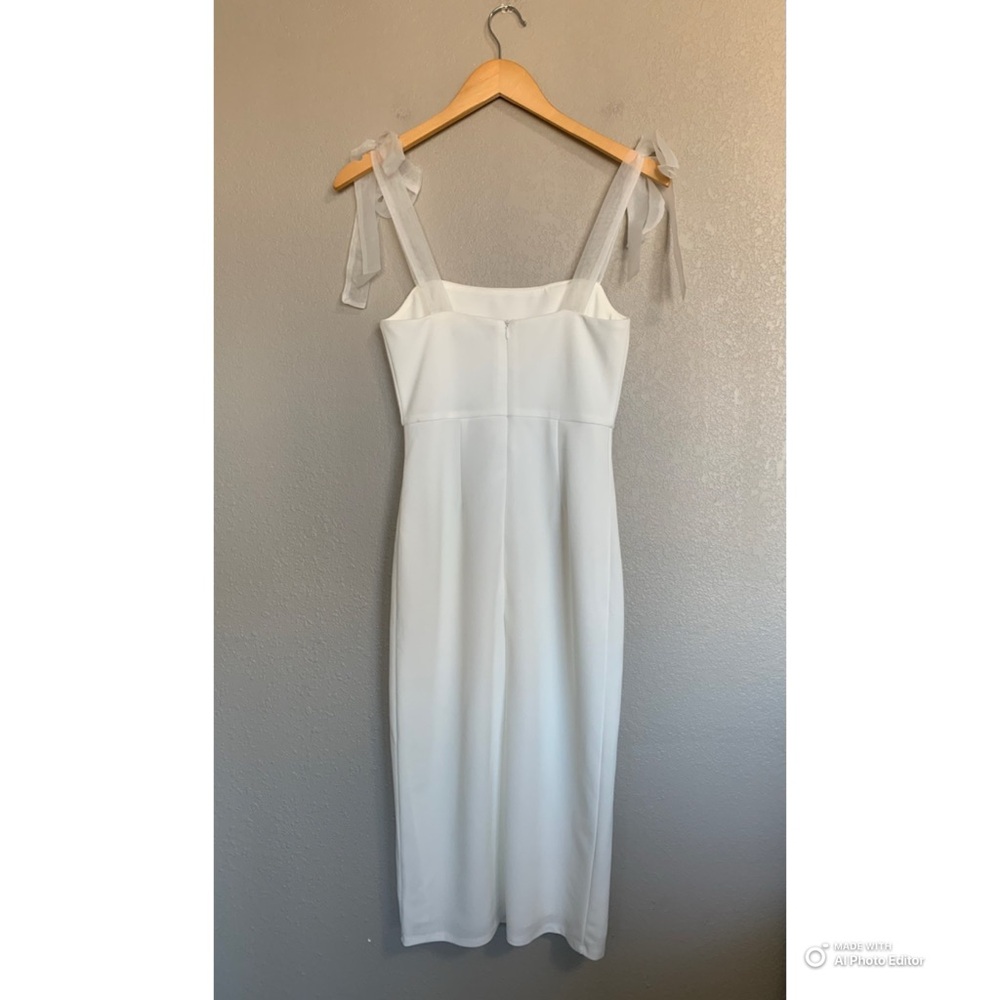 Lulus XS Romantic Celebration White Tie-Strap Bodycon Midi Dress NWT Party - Picture 7 of 17